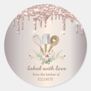 Sticker Rond Outils de main de pâtisserie de boulangerie goutte