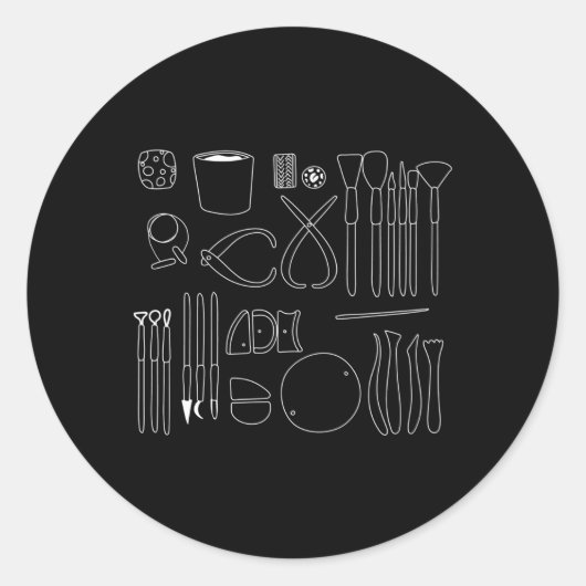 Sticker Rond Outils De Poterie Pour La Céramique Argile (Devant)