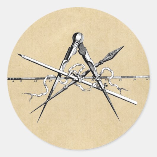 Sticker Rond Outils de rédaction d'architecture classique (Devant)