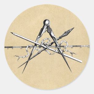 Sticker Rond Outils de rédaction d'architecture classique