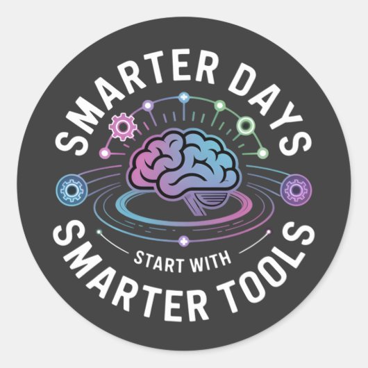 Sticker Rond Outils intelligents d'intelligence artificielle (Devant)