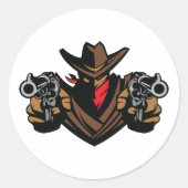 Sticker Rond Outlaw de Cowboy (Devant)