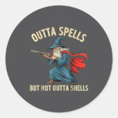 Sticker Rond Outta Spells But Not Shells Wizard Meme  (Devant)