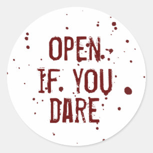 Sticker Rond Ouvrez si vous osez Splatter de sang Halloween Sti