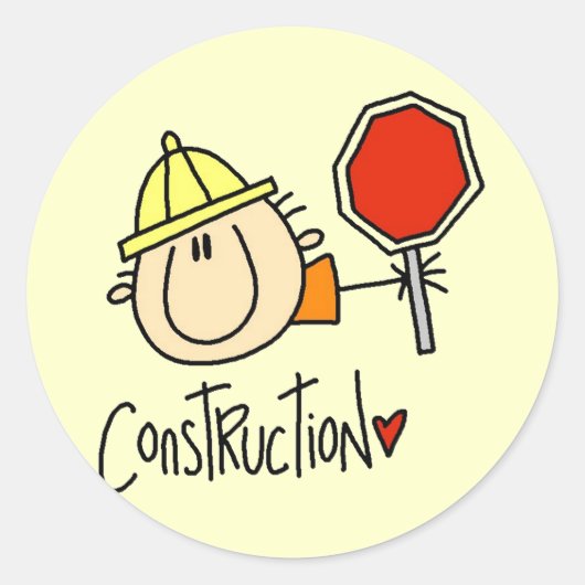 Sticker Rond Ouvrier de construction masculine (Devant)