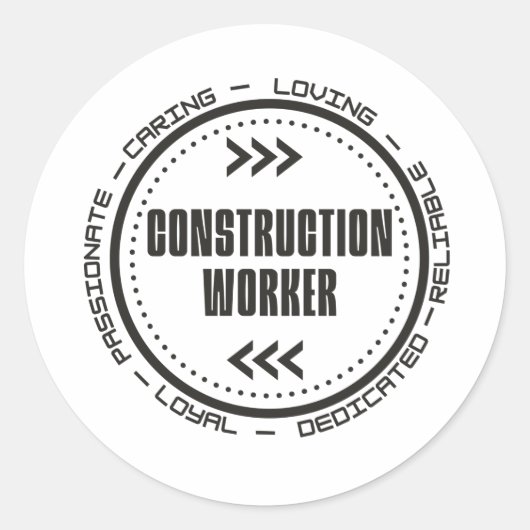 Sticker Rond Ouvrier du bâtiment (Devant)