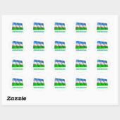 Sticker Rond Ouzbékistan Drapeau avec nom (Feuille)