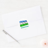 Sticker Rond Ouzbékistan Drapeau avec nom (Enveloppe)