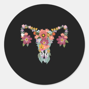 Sticker Rond Ovaire Floral Les Droits Féministes Uterus