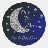 Sticker Rond Over The Moon Baby Shower (Devant)