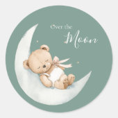 Sticker Rond Over the Moon Bear Baby Shower (Devant)
