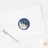 Sticker Rond Over the Moon Bear Blue Baby Shower (Enveloppe)