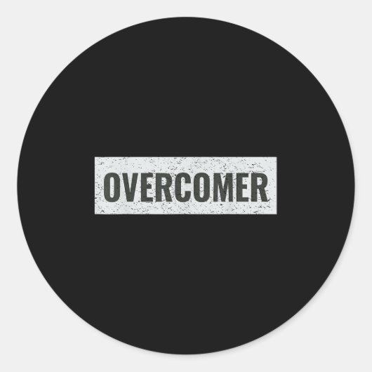 Sticker Rond Overcomer Emwering Insrational Motivational Christ (Devant)