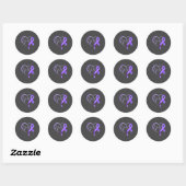 Sticker Rond Overdose Awareness Month Purple Ribbon Heart Suprt (Feuille)