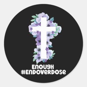Sticker Rond overdose chrétienne de ruban pourpre overdose Aw