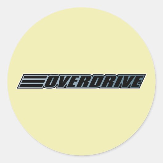 Sticker Rond Overdrive - Automobile de course Slogan (Devant)