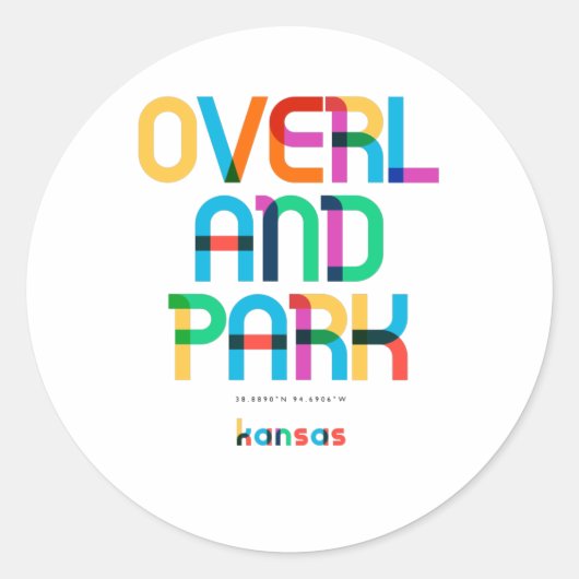 Sticker Rond Overland Park Kansas Mid Century, Pop Art, (Devant)