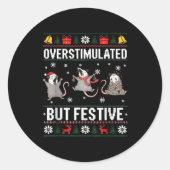 Sticker Rond Overstimulated But Festive Ossum Ugly Sweater Chri (Devant)