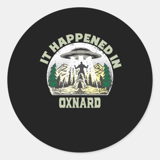 Sticker Rond OVNI Alien À oxnard City (Devant)