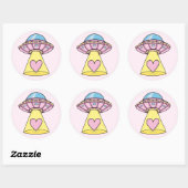 Sticker Rond OVNI rose mou (Feuille)