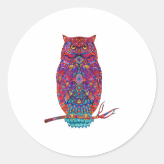 Sticker Rond Owl Art Funny