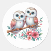 Sticker Rond Owl Boho Rustic Country Woodland Wedding (Devant)