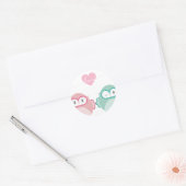 Sticker Rond OWL LOVE :: fille douce + garçon (Enveloppe)