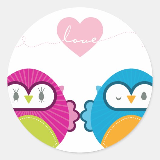 Sticker Rond OWL LOVE :: fille vive + garçon (Devant)