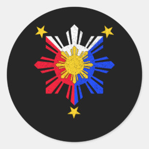 Sticker Rond Oy Filio Philipe Drapeau Sun