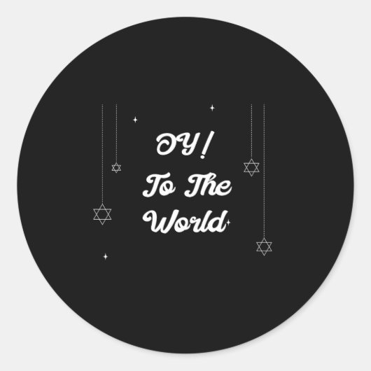 Sticker Rond Oy! To The World Funny Hannukah Gift (Devant)