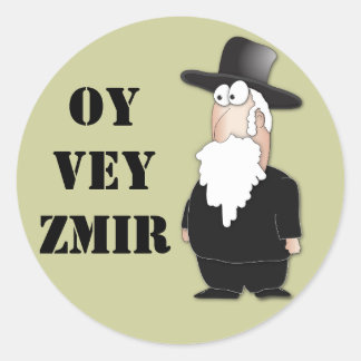 Sticker Rond Oy Vey Funny rabbin juif - dessin animé cool