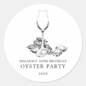 Sticker Rond Oyster Pearl Party | noir et blanc (Devant)