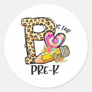 Sticker Rond P est pour l'enseignant de pré-maternelle léopard