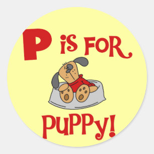 Sticker Rond P est pour Puppy Tshirts and Gifts