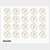 Sticker Rond P Monogramme Faux Enveloppe Or Ou Favoriser Le Sce (Feuille)