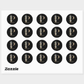 Sticker Rond P monogramme floral personnalisé (Feuille)