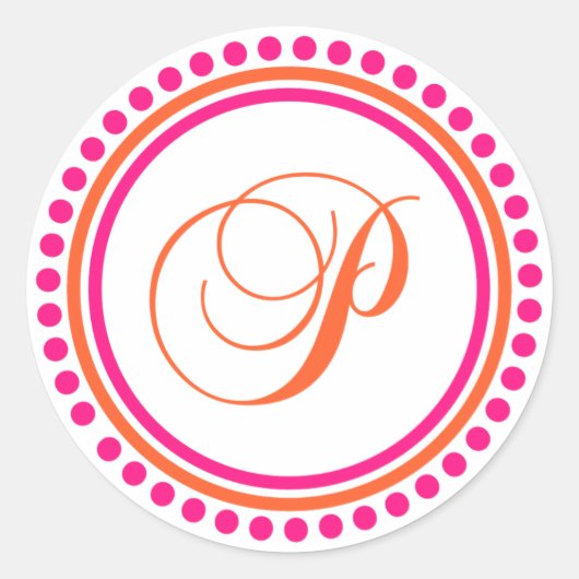 Sticker Rond P Monogramme (rose/orange) (Devant)