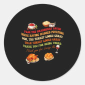 Sticker Rond P The Cranberry Sauce Mashed Tatoes Funny Thanksgi (Devant)