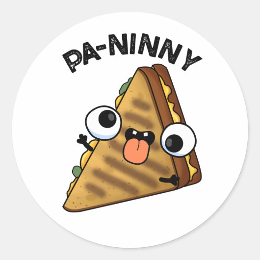 Sticker Rond Pa-ninny Funny Panini Pun dispose d'une panini mig (Devant)