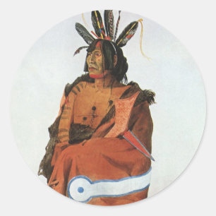 Sticker Rond Pachtuwa-Chta, Portrait d'un guerrier arikara par 