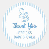 Sticker Rond Pacifier Breakfast Boy Baby Shower (Devant)