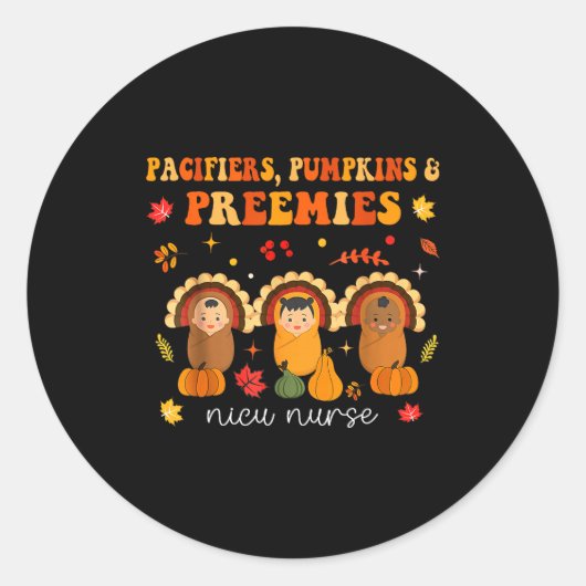 Sticker Rond Pacifiers Pumpkins Preemies Nicu Nurse Gift  (Devant)