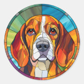 Sticker Rond Pack d'autocollants beagle (Devant)