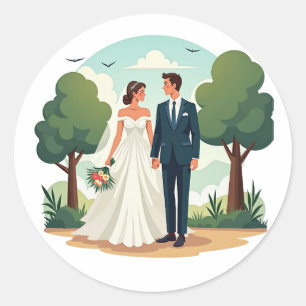 Sticker Rond Pack d'autocollants Bonheur de Mariage