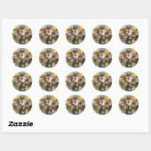 Sticker Rond Pack de loups sautant au-dessus d'un bûcher (Feuille)