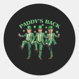 Sticker Rond Paddy's Back Jour de la Saint Patrick Danser Trump