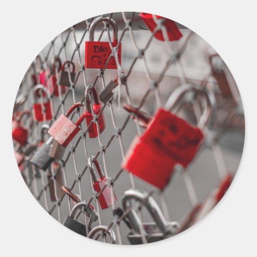 Sticker Rond Padlocks Red Love (Devant)