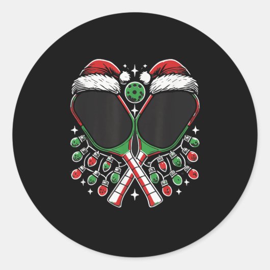 Sticker Rond Pagaie de Noël avec chapeau de Noël (Devant)