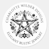 Sticker Rond Pagan Wiccan Rustique Kraft (Devant)