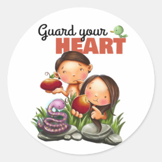 Sticker Rond Page d'autocollants Adam et Eve Bible